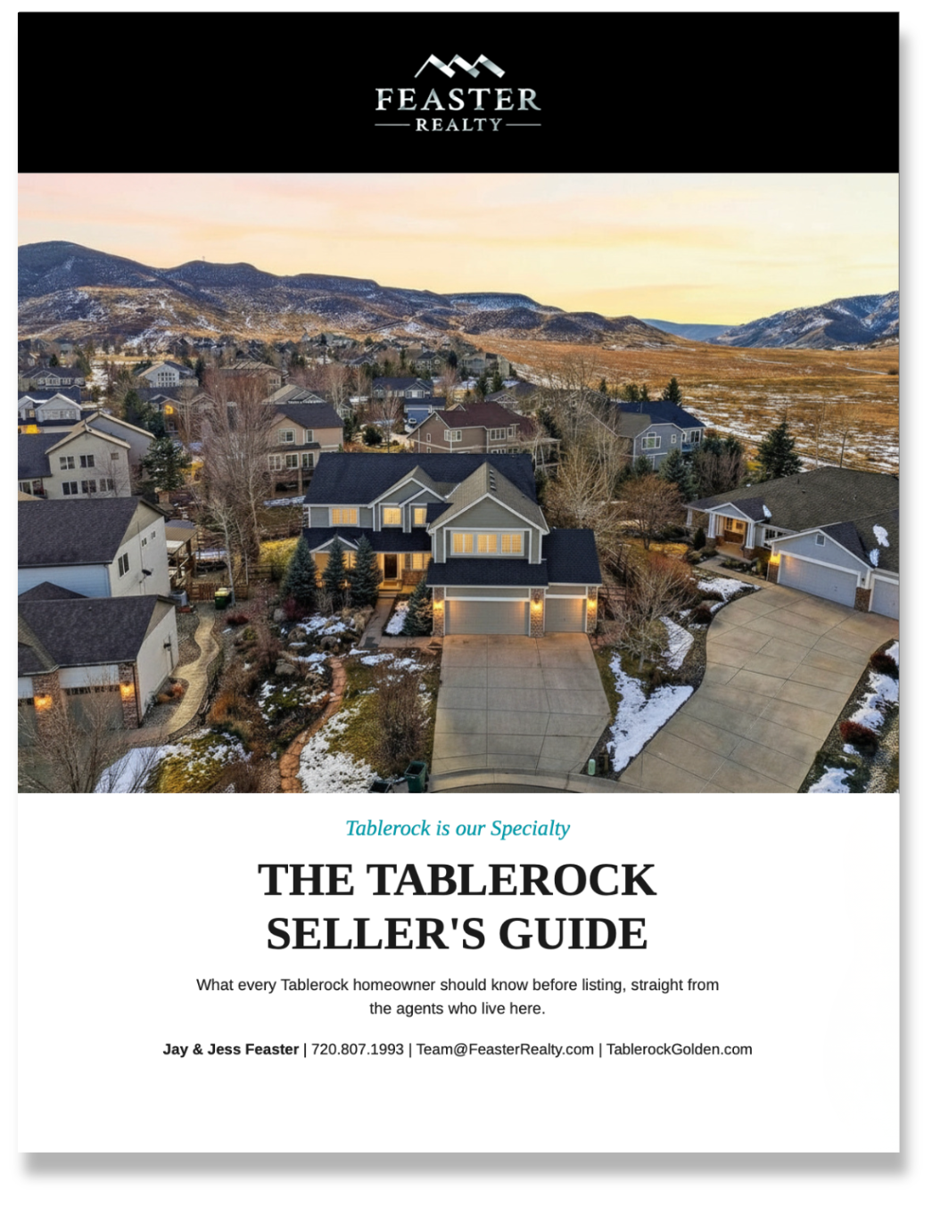 Tablerock Golden CO Sellers Guide from Feaster Realty, Local Real Estate Agents
